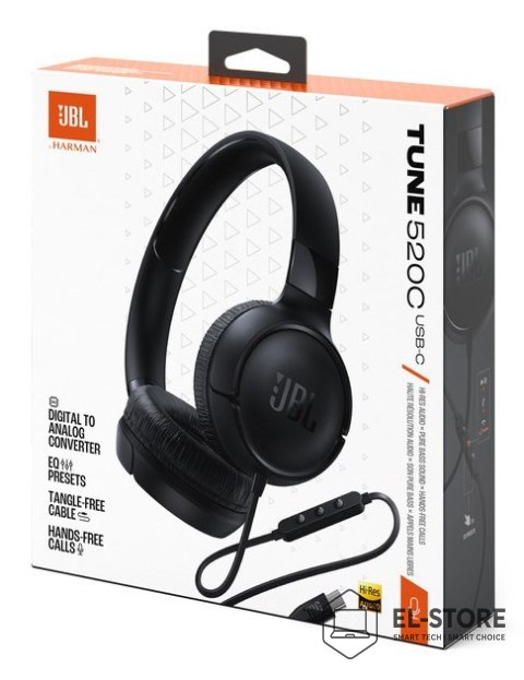 JBL Słuchawki przewodowe JBL Tune 520 USB-C Czarne