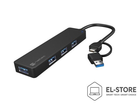 NATEC NATEC HUB USB-C 3.0 MAYFLY 4-PORTY + ADAPTER USB-A NHU-2023