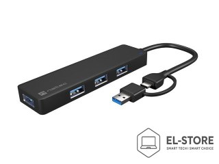 NATEC NATEC HUB USB-C 3.0 MAYFLY 4-PORTY + ADAPTER USB-A NHU-2023