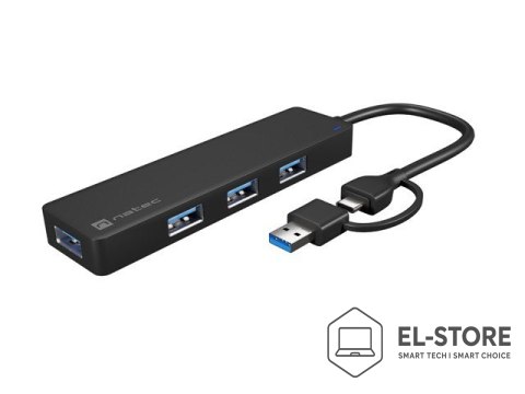 NATEC NATEC HUB USB-C 3.0 MAYFLY 4-PORTY + ADAPTER USB-A NHU-2023