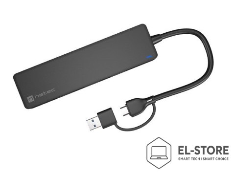 NATEC NATEC HUB USB-C 3.0 MAYFLY 4-PORTY + ADAPTER USB-A NHU-2023