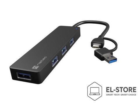 NATEC NATEC HUB USB-C 3.0 MAYFLY 4-PORTY + ADAPTER USB-A NHU-2023