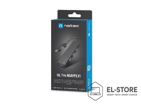NATEC NATEC HUB USB-C 3.0 MAYFLY 4-PORTY + ADAPTER USB-A NHU-2023
