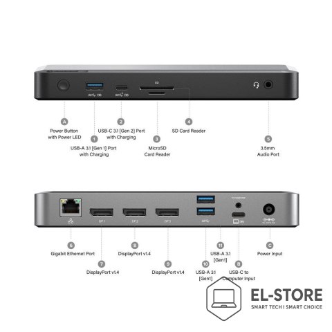No name ALOGIC DX3 Przewodowa USB 3.2 Gen 1 (3.1 Gen 1) Type-C Czarny, Szary