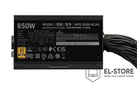 No name Cooler Master MWE GOLD 850 V3 moduł zasilaczy 850 W 24-pin ATX ATX Czarny