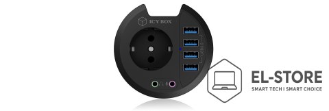 RAIDSONIC ICY BOX IB-HUB1430 gniazdko elektryczne Czarny