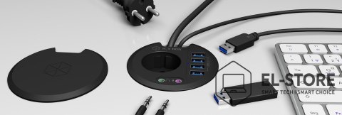 RAIDSONIC ICY BOX IB-HUB1430 gniazdko elektryczne Czarny