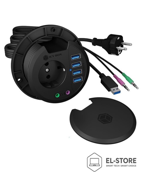 RAIDSONIC ICY BOX IB-HUB1430 gniazdko elektryczne Czarny