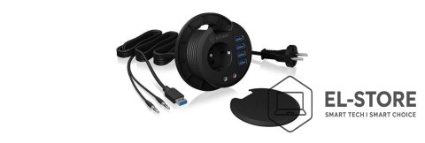 RAIDSONIC ICY BOX IB-HUB1430 gniazdko elektryczne Czarny