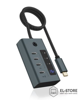 RAIDSONIC ICY BOX IB-HUB1454-C31 USB 3.2 Gen 1 (3.1 Gen 1) Type-C 10000 Mbit/s Niebieski, Szary
