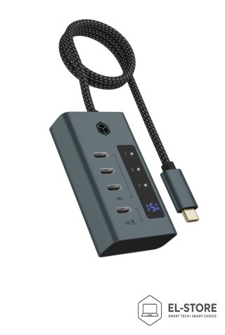 RAIDSONIC ICY BOX IB-HUB1454-C31 USB 3.2 Gen 1 (3.1 Gen 1) Type-C 10000 Mbit/s Niebieski, Szary