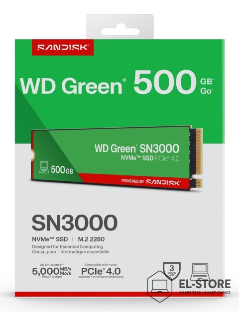 WD SSD WD Green SN3000 500GB NVMe WDS500G4G0E