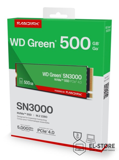 WD SSD WD Green SN3000 500GB NVMe WDS500G4G0E