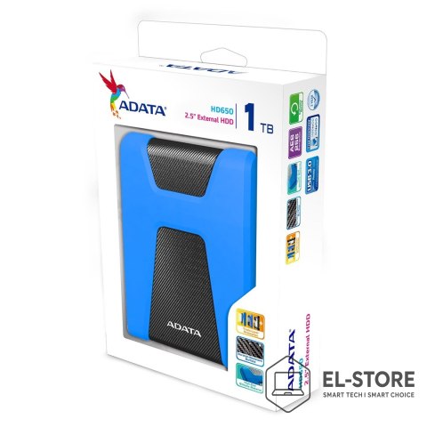 ADATA Dysk zewnętrzny HDD ADATA HD650 (1TB; 2.5"; USB 3.2; niebieski)