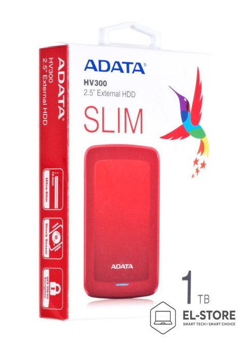 ADATA Dysk zewnętrzny HDD ADATA HV300 (1TB; 2.5"; USB 3.2; czerwony)