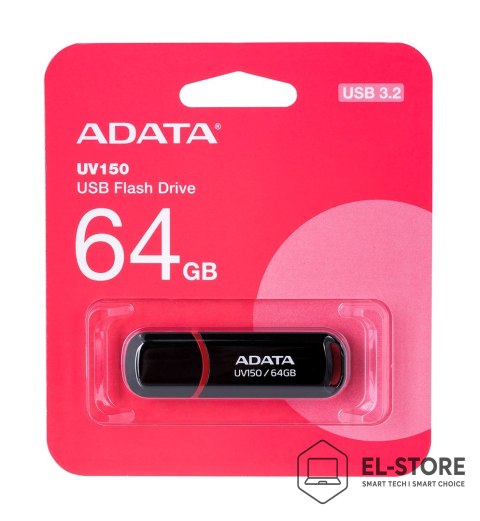 ADATA Pendrive ADATA UV150 AUV150-64G-RBK (64GB; USB 3.0; kolor czarny)
