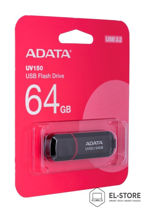 ADATA Pendrive ADATA UV150 AUV150-64G-RBK (64GB; USB 3.0; kolor czarny)