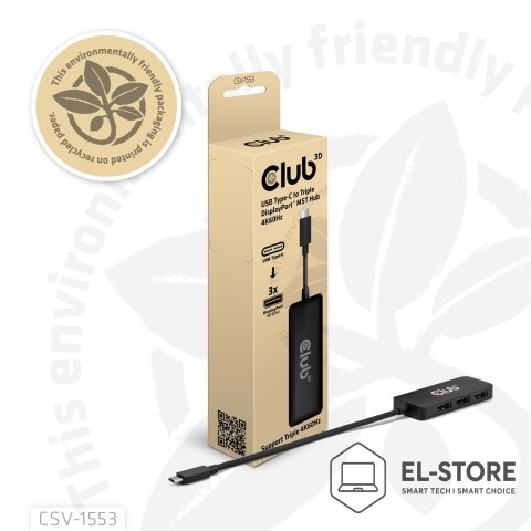 Club 3D CLUB3D CSV-1553 huby i koncentratory USB Type-C Czarny