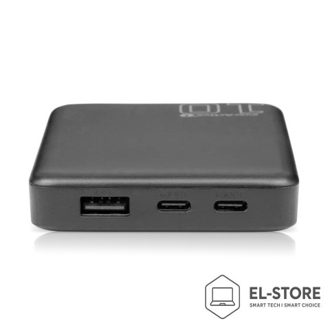EverActive EVERACTIVE POWERBANK 10 000MAH, 1X USB, 2X USB-C, 20W, QC4+, WYŚWIETLACZ LCD, CZARNY EB-11QB
