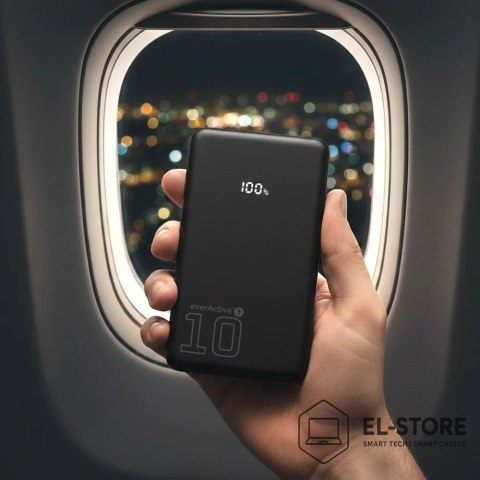 EverActive EVERACTIVE POWERBANK 10 000MAH, 1X USB, 2X USB-C, 20W, QC4+, WYŚWIETLACZ LCD, CZARNY EB-11QB