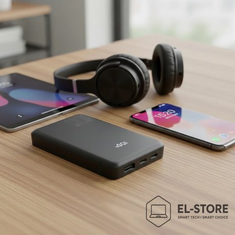 EverActive EVERACTIVE POWERBANK 10 000MAH, 1X USB, 2X USB-C, 20W, QC4+, WYŚWIETLACZ LCD, CZARNY EB-11QB