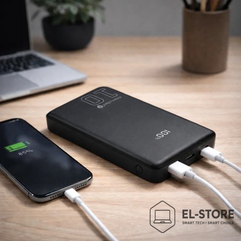 EverActive EVERACTIVE POWERBANK 10 000MAH, 1X USB, 2X USB-C, 20W, QC4+, WYŚWIETLACZ LCD, CZARNY EB-11QB