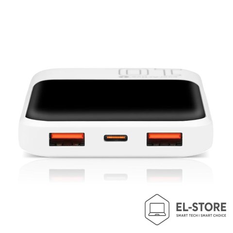 EverActive EVERACTIVE POWERBANK 10 000MAH, 2X USB, 1X USB-C 22,5W, QC4+, WYŚWIETLACZ LCD, BIAŁY EB-10Q