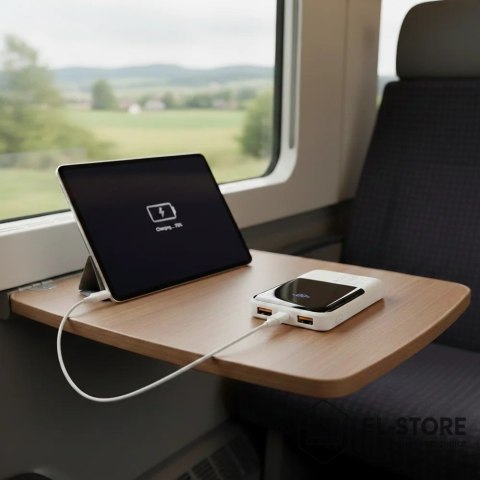 EverActive EVERACTIVE POWERBANK 10 000MAH, 2X USB, 1X USB-C 22,5W, QC4+, WYŚWIETLACZ LCD, BIAŁY EB-10Q