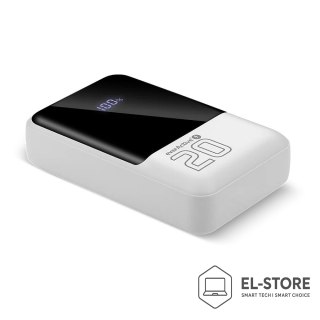 EverActive EVERACTIVE POWERBANK 20 000MAH, 2X USB, 1X USB-C 22,5W, QC4+, WYŚWIETLACZ LCD, BIAŁY EB-20Q