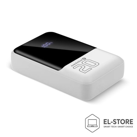 EverActive EVERACTIVE POWERBANK 20 000MAH, 2X USB, 1X USB-C 22,5W, QC4+, WYŚWIETLACZ LCD, BIAŁY EB-20Q