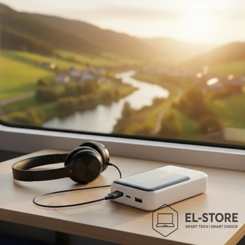 EverActive EVERACTIVE POWERBANK 20 000MAH, 2X USB, 1X USB-C 22,5W, QC4+, WYŚWIETLACZ LCD, BIAŁY EB-20Q