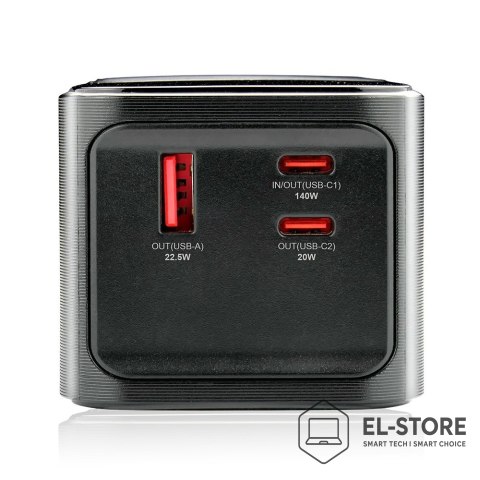 EverActive EVERACTIVE POWERBANK 27 000MAH, 1X USB, 2X USB-C, 162,5W, QC4+, WBUDOWANA LATARKA, WYŚWIETLACZ LCD, CZARNY EB-27Q