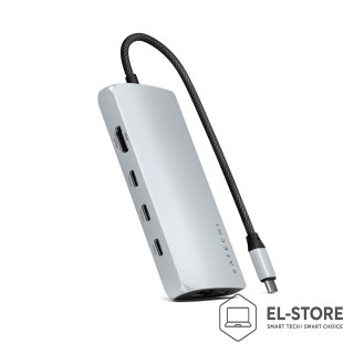 No name Adapter USB-C Satechi Multiport 8K - USB-C, HDMI, 3x USB 3.2 Gen 2 10Gbps, 1x USB 3.2 Gen 1 5Gbps, czytnik kart SD UHS-II, Ether