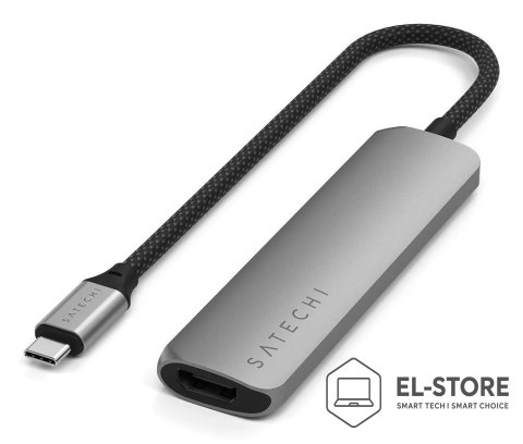 No name Aluminiowy adapter do urządzeń mobilnych USB-C Satechi 4-in-1 USB-C Slim Multiport Adapter 4K (space gray)
