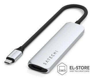 No name Satechi 4-w-1 USB-C Slim Multiport Adapter 4K - aluminiowy adapter do urządzeń mobilnych USB-C (USB-C, 4K HDMI, 2x USB-A) (silve