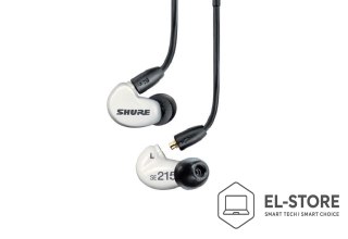 SHURE Shure SE215DYWH+UNI-EFS - Słuchawki douszne AONIC215 z pojedynczym przetwornikiem i kablem 3.5mm (białe)