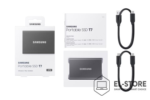 Samsung Dysk Samsung SSD T7 Portable 2TB MU-PC2T0T/WW szary