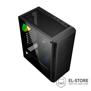 GEMBIRD GEMBIRD OBUDOWA FORNAX 400X MIDI-TOWER (2X USB 3.0, 1X USB 2.0, HD AUDIO, SZKLANY PANEL BOCZNY, PODŚWIETLENIE ARGB) CZARNA