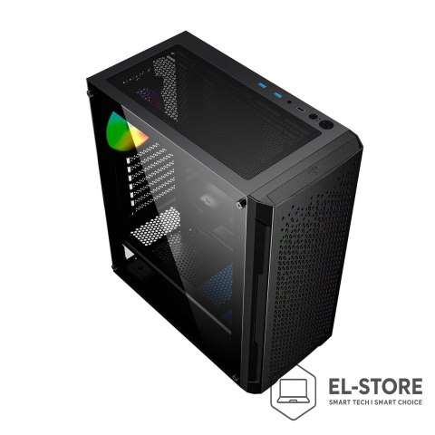 GEMBIRD GEMBIRD OBUDOWA FORNAX 400X MIDI-TOWER (2X USB 3.0, 1X USB 2.0, HD AUDIO, SZKLANY PANEL BOCZNY, PODŚWIETLENIE ARGB) CZARNA