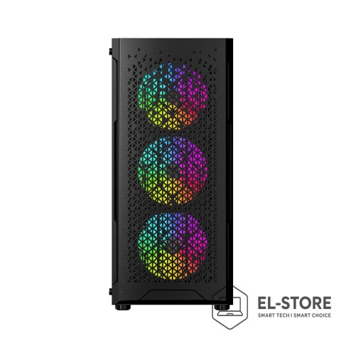 GEMBIRD GEMBIRD OBUDOWA FORNAX 400X MIDI-TOWER (2X USB 3.0, 1X USB 2.0, HD AUDIO, SZKLANY PANEL BOCZNY, PODŚWIETLENIE ARGB) CZARNA