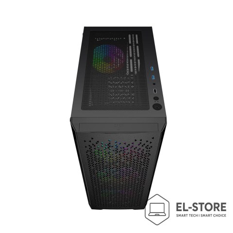 GEMBIRD GEMBIRD OBUDOWA FORNAX 400X MIDI-TOWER (2X USB 3.0, 1X USB 2.0, HD AUDIO, SZKLANY PANEL BOCZNY, PODŚWIETLENIE ARGB) CZARNA