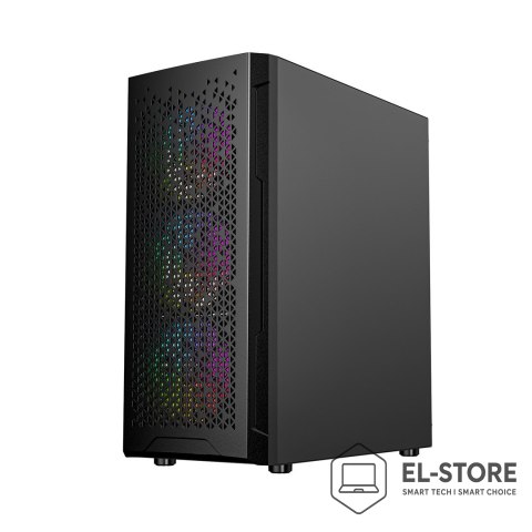 GEMBIRD GEMBIRD OBUDOWA FORNAX 400X MIDI-TOWER (2X USB 3.0, 1X USB 2.0, HD AUDIO, SZKLANY PANEL BOCZNY, PODŚWIETLENIE ARGB) CZARNA