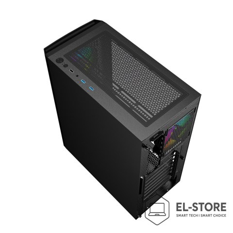 GEMBIRD GEMBIRD OBUDOWA FORNAX 400X MIDI-TOWER (2X USB 3.0, 1X USB 2.0, HD AUDIO, SZKLANY PANEL BOCZNY, PODŚWIETLENIE ARGB) CZARNA