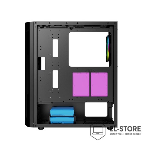 GEMBIRD GEMBIRD OBUDOWA FORNAX 400X MIDI-TOWER (2X USB 3.0, 1X USB 2.0, HD AUDIO, SZKLANY PANEL BOCZNY, PODŚWIETLENIE ARGB) CZARNA