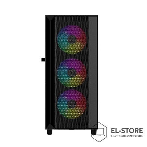 GEMBIRD GEMBIRD OBUDOWA FORNAX 4000 MIDI-TOWER (2X USB 3.0, 1X USB 2.0, HD AUDIO, SZKLANY PANEL BOCZNY, PODŚWIETLENIE ARGB) CZARNA