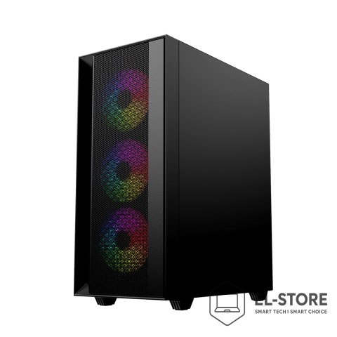 GEMBIRD GEMBIRD OBUDOWA FORNAX 4000 MIDI-TOWER (2X USB 3.0, 1X USB 2.0, HD AUDIO, SZKLANY PANEL BOCZNY, PODŚWIETLENIE ARGB) CZARNA