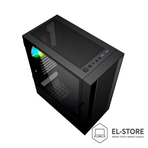 GEMBIRD GEMBIRD OBUDOWA FORNAX 4000 MIDI-TOWER (2X USB 3.0, 1X USB 2.0, HD AUDIO, SZKLANY PANEL BOCZNY, PODŚWIETLENIE ARGB) CZARNA