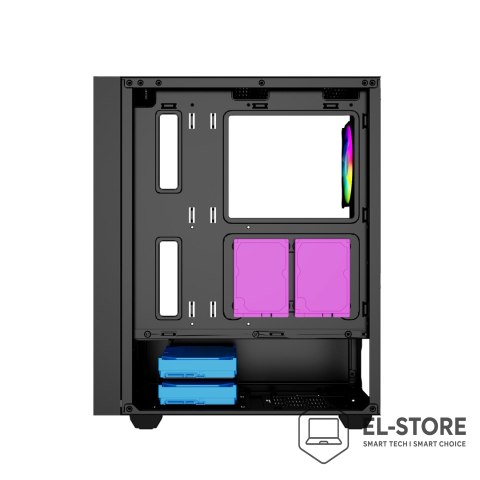 GEMBIRD GEMBIRD OBUDOWA FORNAX 4000 MIDI-TOWER (2X USB 3.0, 1X USB 2.0, HD AUDIO, SZKLANY PANEL BOCZNY, PODŚWIETLENIE ARGB) CZARNA