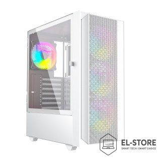 GEMBIRD GEMBIRD OBUDOWA FORNAX 4000W MIDI-TOWER (2X USB 3.0, 1X USB 2.0, HD AUDIO, SZKLANY PANEL BOCZNY, PODŚWIETLENIE ARGB) BIAŁA