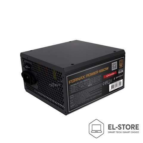 GEMBIRD GEMBIRD ZASILACZ KOMPUTEROWY FORNAX POWER 650W 80+BRONZE ATX, 650W, AKTYWNE PFC, 12CM WENTYLATOR